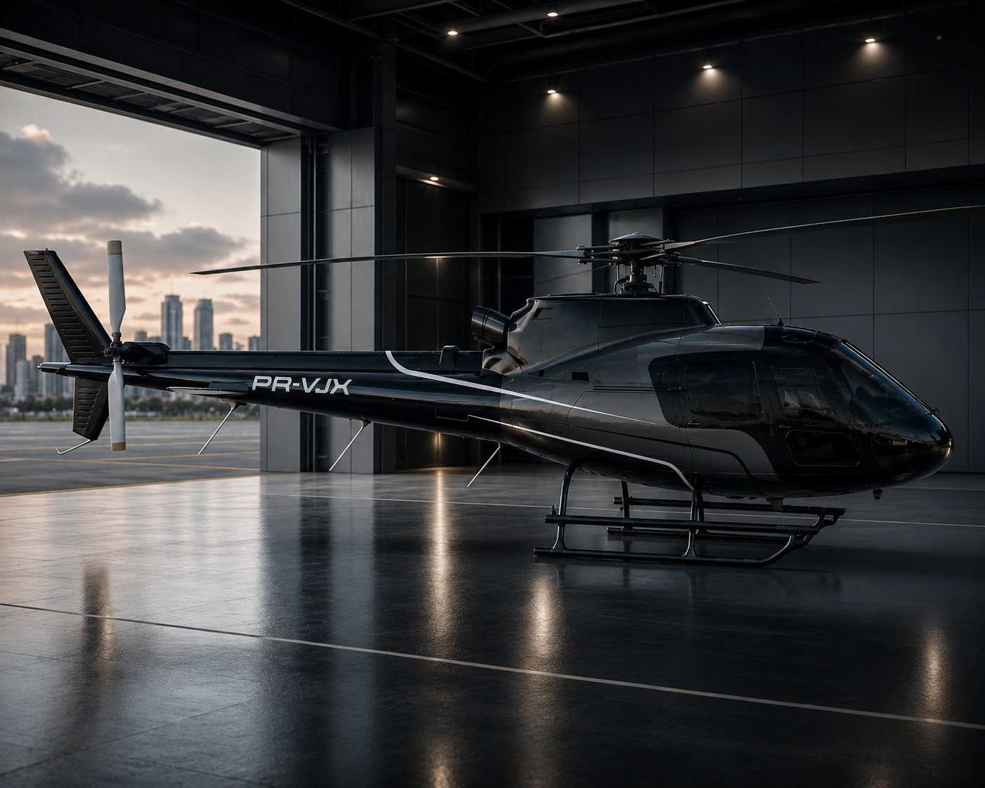 PR-VJX no hangar com vista da cidade